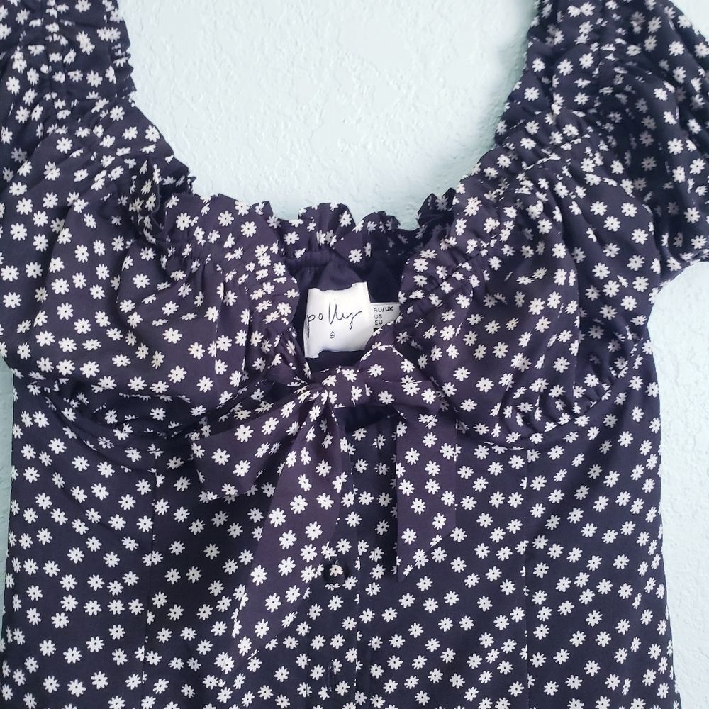 Polly Black Floral Marion Mini Dress - Picture 3 of 9